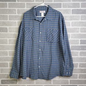 Haband Casual Joe Pearl Snap Blue Flannel Vintage Western Long Sleeve Men's XL